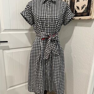 Talbots Black and White Checkered Midi Dress